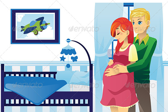 Happy Pregnant Couple - People Characters