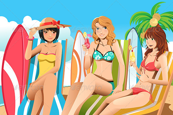 Women on the Beach - Travel Conceptual