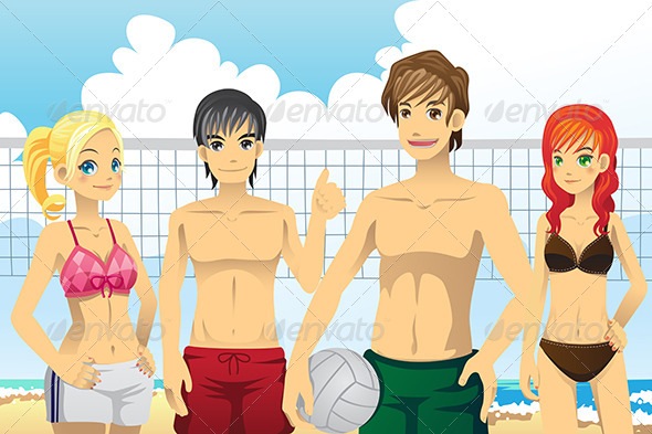 Young People Playing Volleyball - Sports/Activity Conceptual