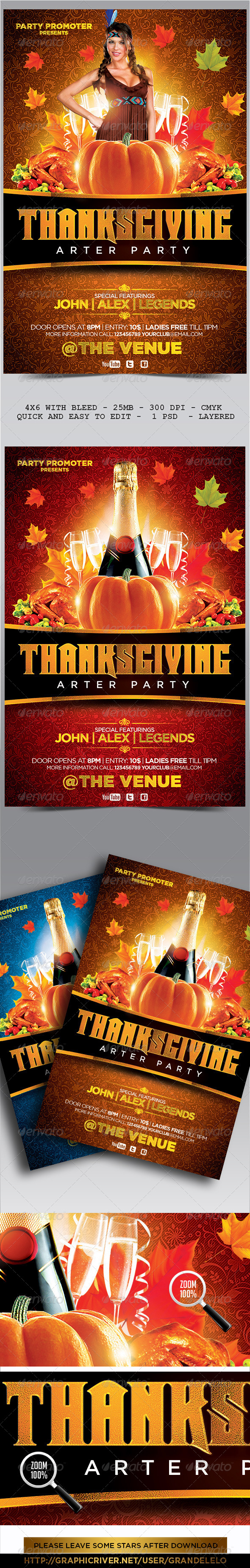 Thanksgiving Flyer Template - Clubs & Parties Events