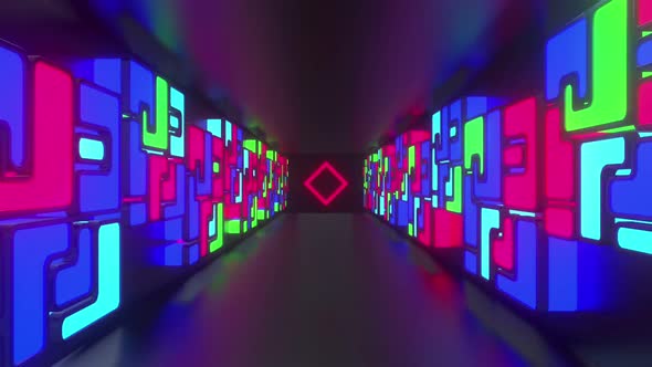 Colorful Cube Neon Tunnel 03 Hd 