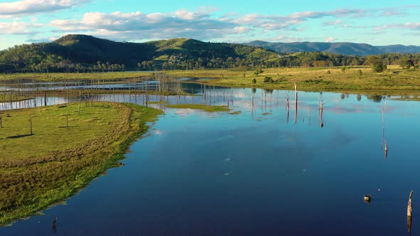 Aerial view of Lake Somerset, Queensland, Australia. alt
