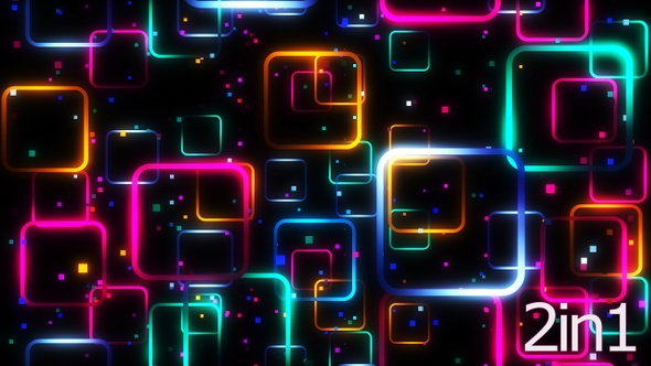 4k Neon Lights Squares Background