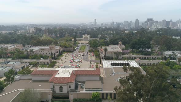 Aerial shot of Balboa Park in San Diego alt