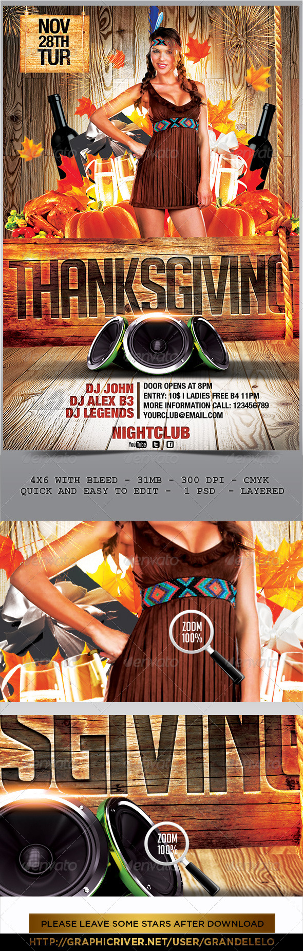 Thanksgiving Party Flyer Template - Holidays Events