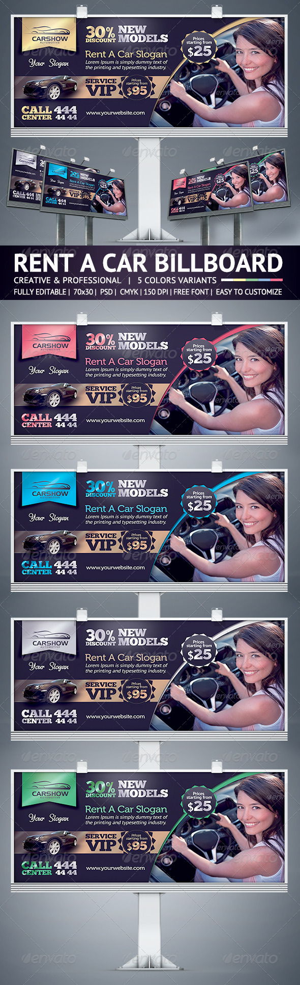 Rent A Car Billboard - Signage Print Templates