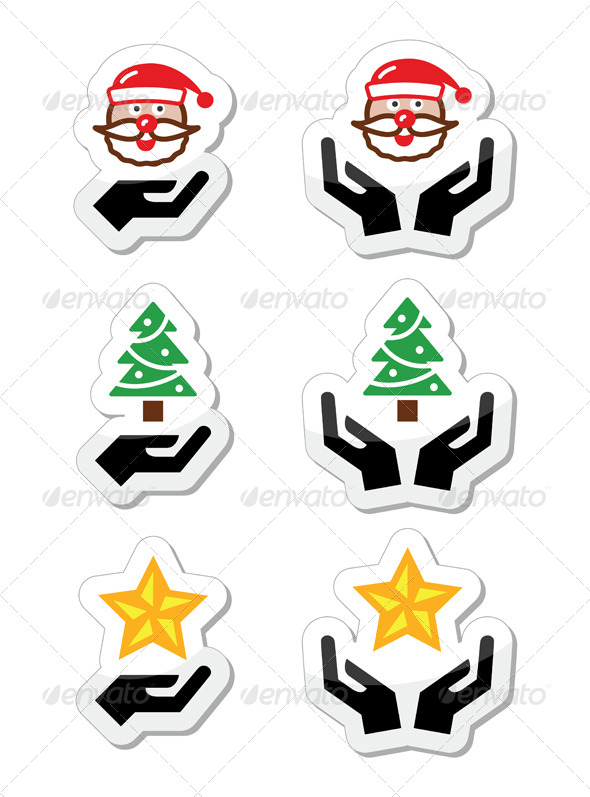 Hands with Christmas Icons - Christmas Seasons/Holidays