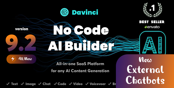 Davinci AI - OpenAI Content, Text, Image, Voice, Chat, Code, Transcript, and Video Generator as SaaS