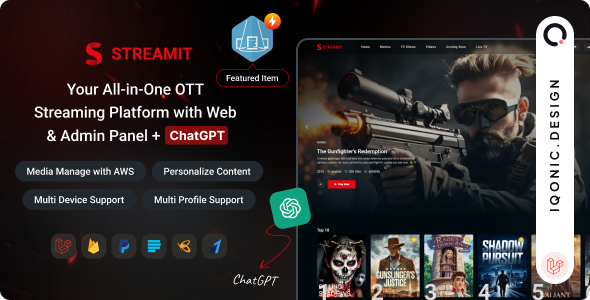 Streamit Laravel - OTT, Movies & Live Video Streaming Platform
