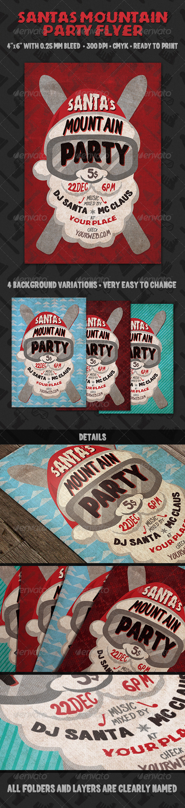 Santa's Mountain Party Flyer - Events Flyers