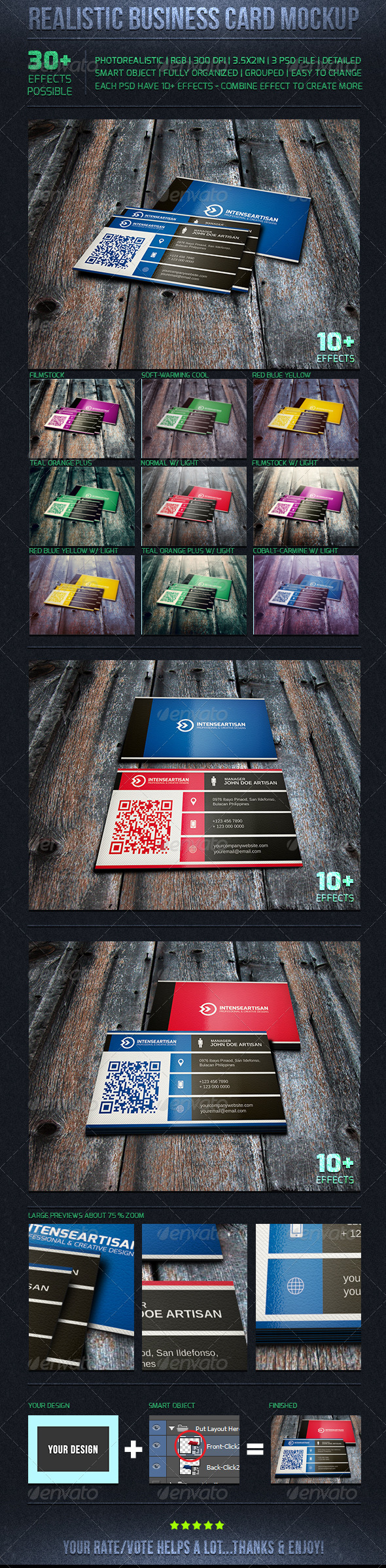 Realistic Business Card Mockups Set 04 - Business Cards Print
