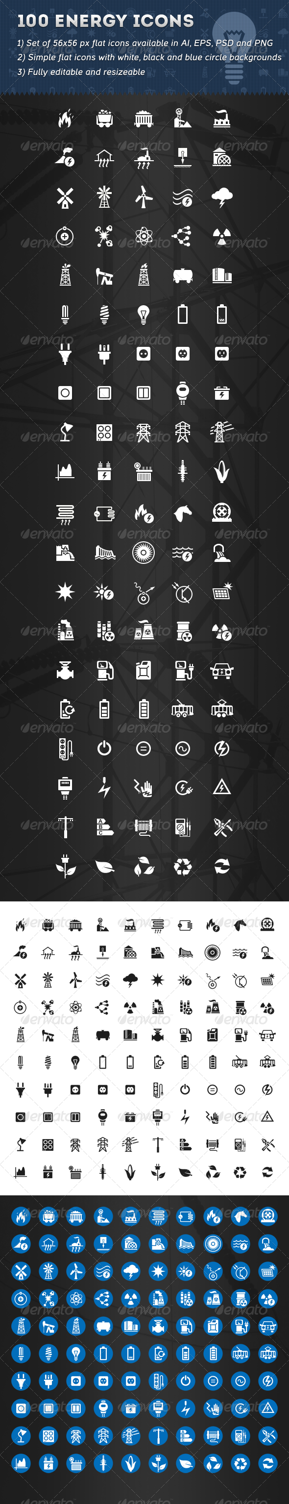 100 Energy Icons - Technology Icons