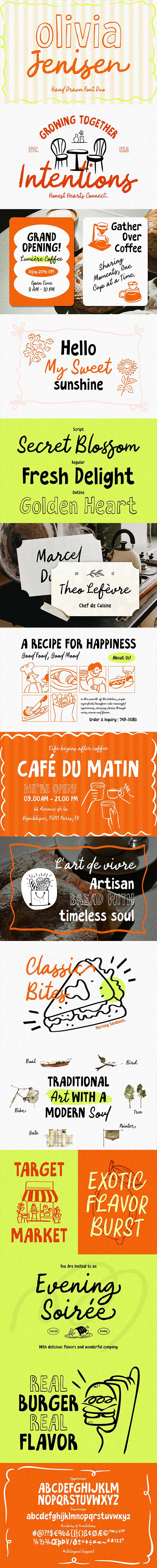 Olivia Jenisen – Hand Drawn Font Duo