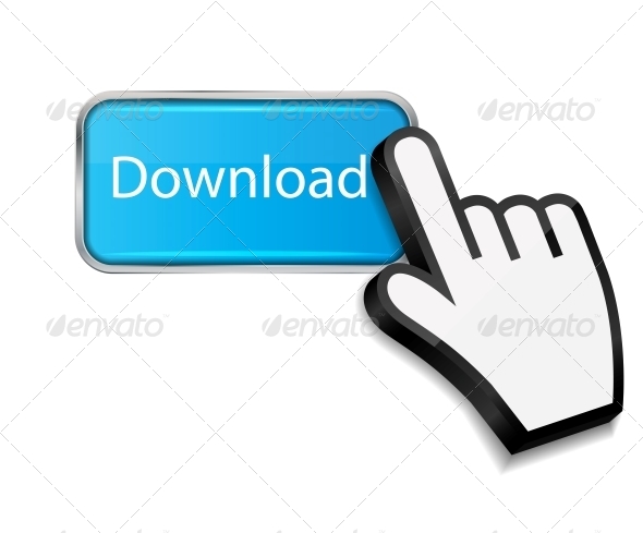 Mouse Hand Cursor on Download Button - Web Elements Vectors