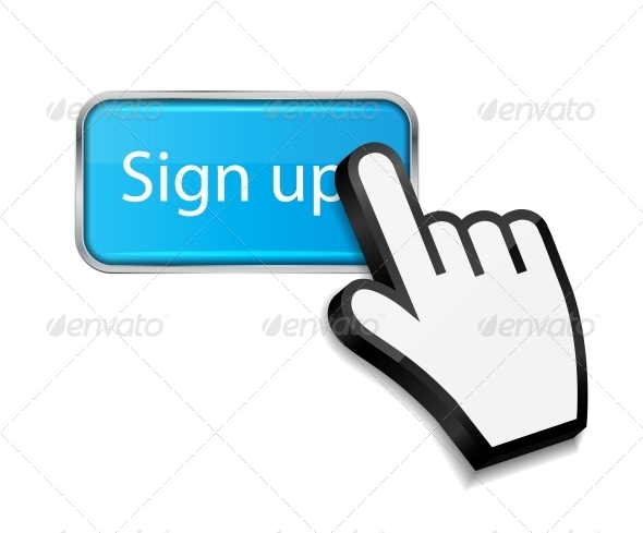 Mouse Hand Cursor on Sign Up Button - Web Technology