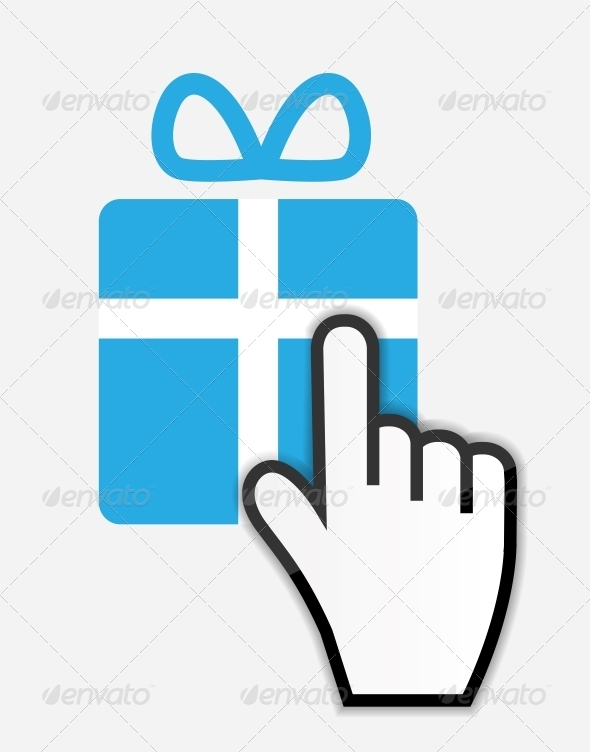 Mouse Hand Cursor on Gift - Retail Commercial / Shopping