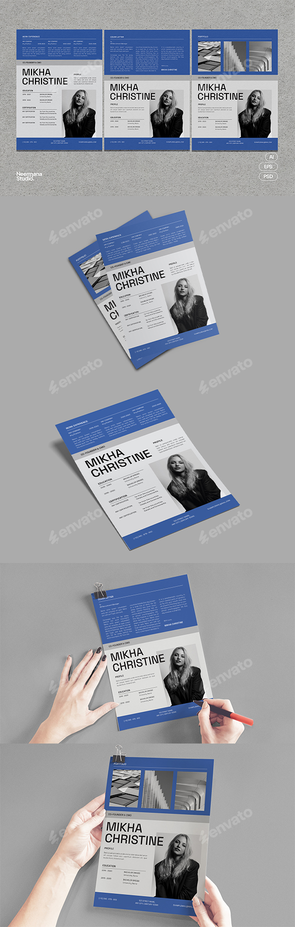 Blue Simple CV Resume Pack