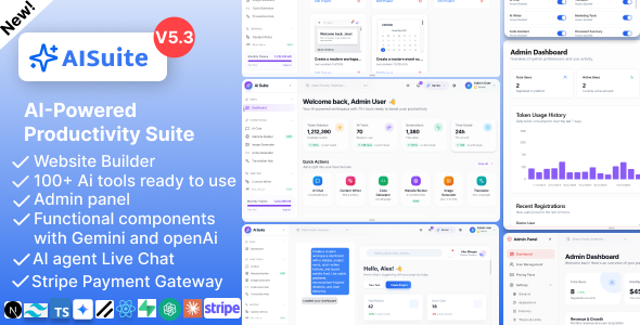 AI Suite – AI Website Builder and Live chat, Next.js Dashboard & Gemini AI Powered SaaS