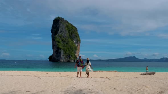Railay Beach Krabi Thailand Tropical Beach of Railay Krabi Couple Men and Woman on the Beach alt