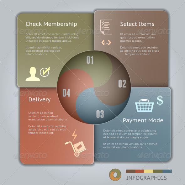 Square Banners with 4 Steps - Infographics