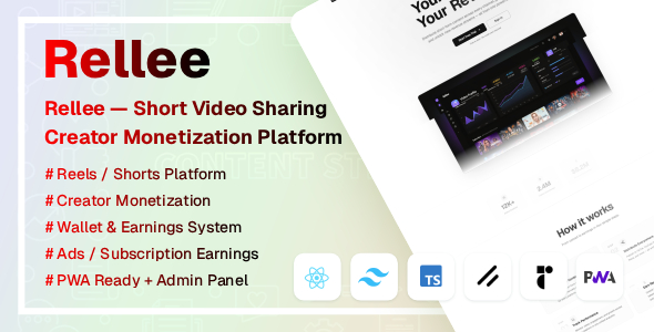 Rellee — Short Video Sharing & Creator Monetization SaaS Platform
