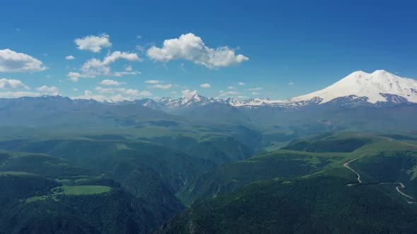Mount Elbrus and Hills Caucasus Mountains alt