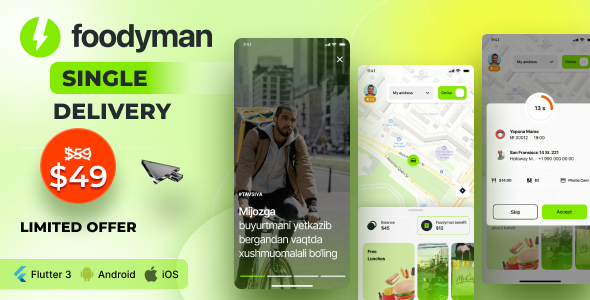 Foodyman – Single (Multi-Branch) Restaurant Delivery/Courier App | IOS & Android
