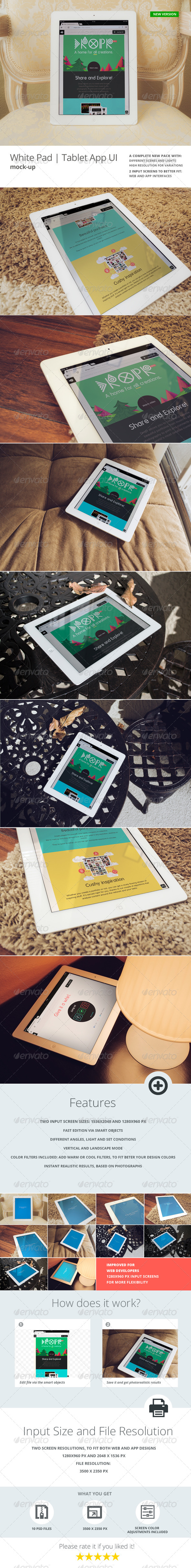 White Pad | Tablet App UI Mock-Up - Mobile Displays