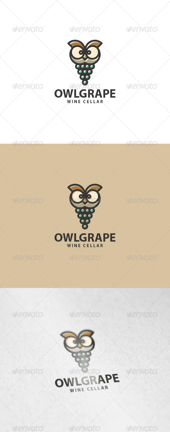 Owl Grape Logo - Animals Logo Templates