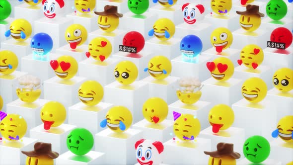 3 D Emojis Flowing Loop Backdrop