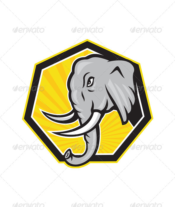 Angry Elephant Head Side Cartoon - Animals Characters
