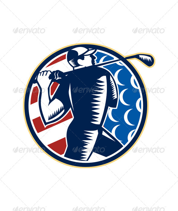 American Golfer Tee Off Golf Retro - Sports/Activity Conceptual