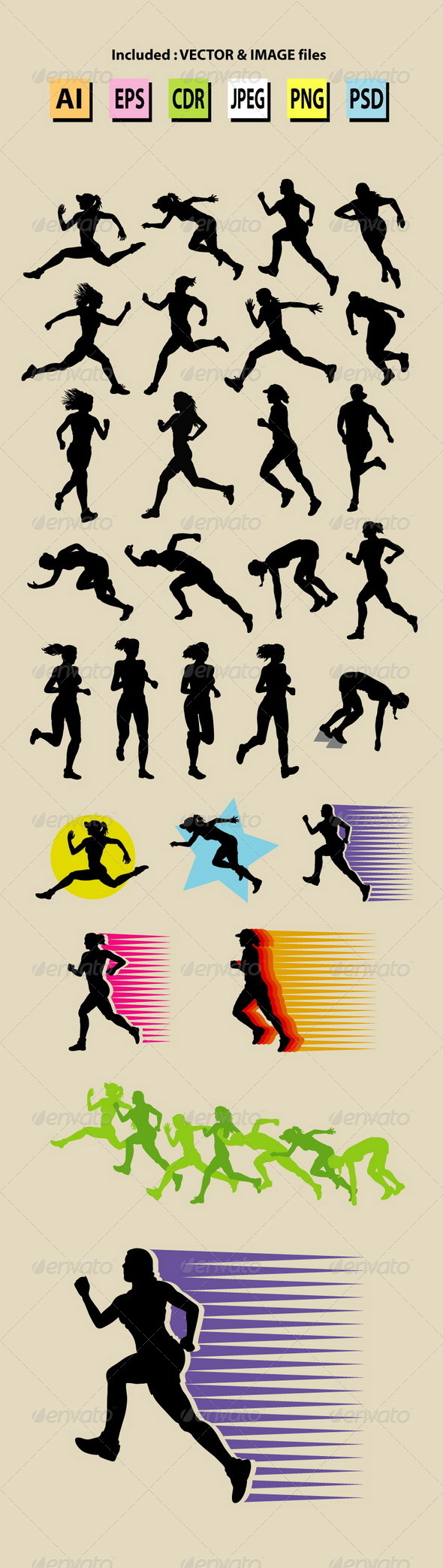 Female Running Sport Silhouettes - Sports/Activity Conceptual