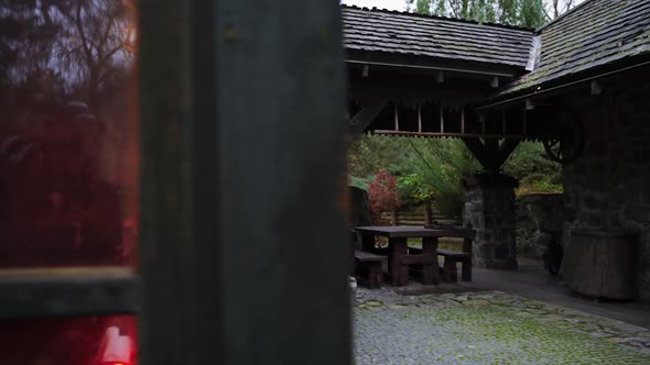 Excited young couple holding hands and enters newly rented apartment. alt