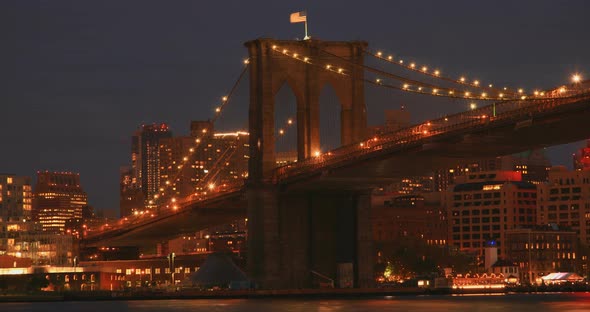 Brooklyn Bridge Sunset In New York City 3B