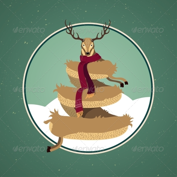 Christmas Card Design with Reindeer Tree - Christmas Seasons/Holidays