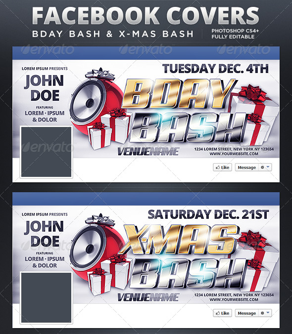 BDay Bash / X-Mas Bash Facebook Covers - Facebook Timeline Covers Social Media