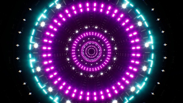 Abstract Blinking Cyan Light Purple Led Tunnel Loop 4K alt