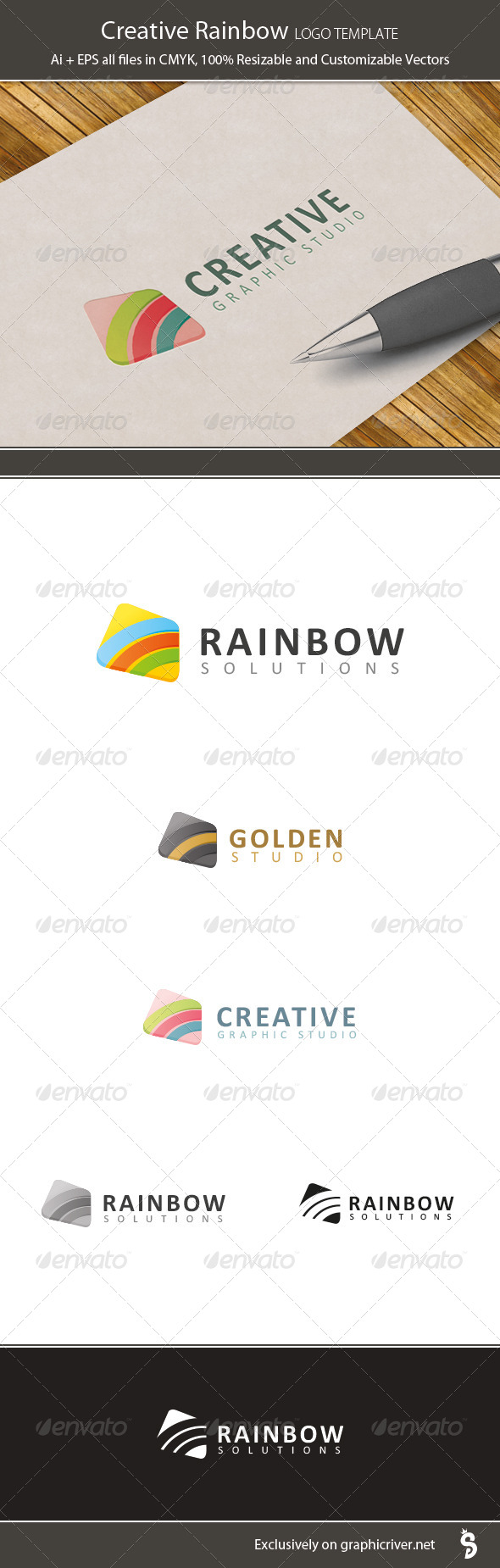 Creative Rainbow Logo Template - Vector Abstract