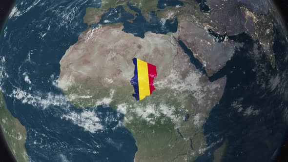 Globe Map of Chad with a flag (Highlighted) alt