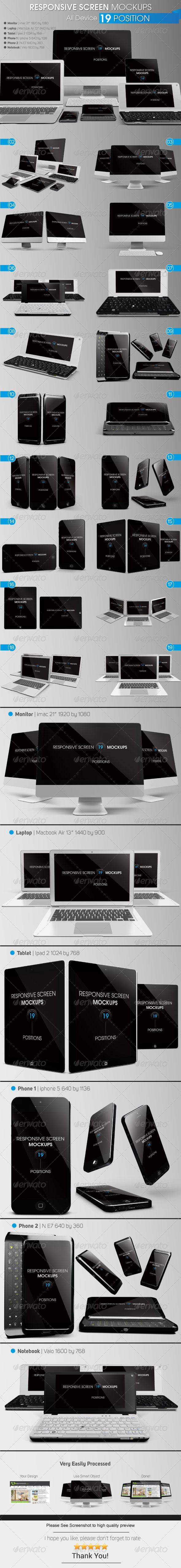 Responsive Screen Mockups - Multiple Displays