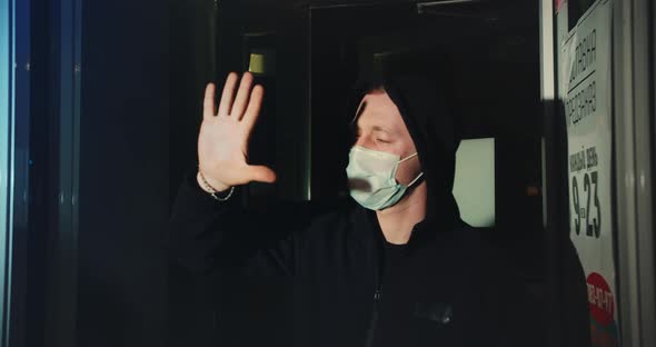 Masked Person Violate Isolation in Smoke Disinfect Sanitize Coronavirus Covid-19 alt