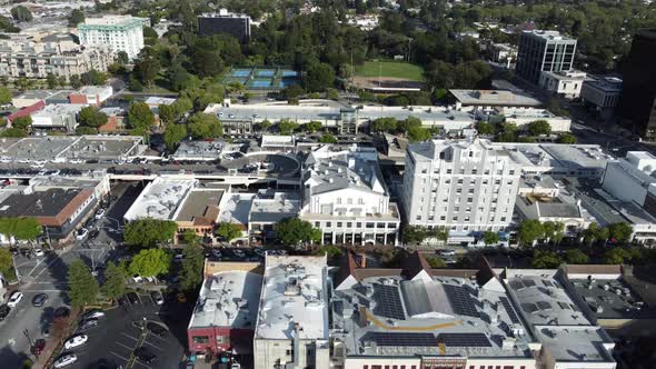 Wide aerial drone view of San Mateo city, California, USA. cityscapes view. 4k videos. pan shot. alt