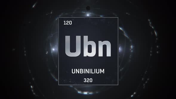 Unbinilium as Element 120 of the Periodic Table on Silver Background