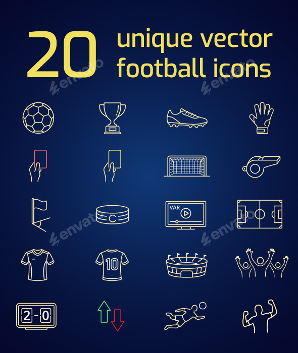 20 Unique Vector Neon Football Icons