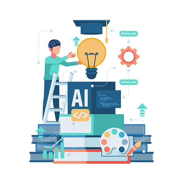 Person Using AI for Upskilling and Reskilling