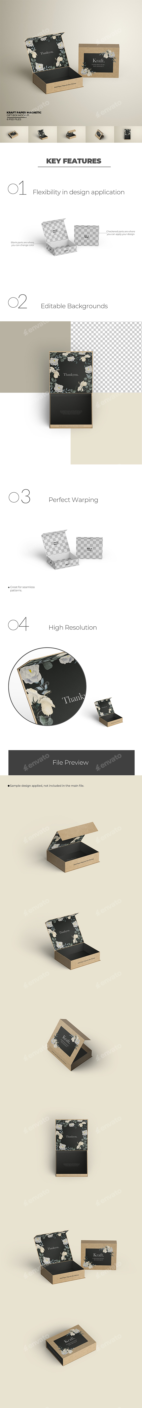 Kraft Paper Magnetic Gift Box Mockup