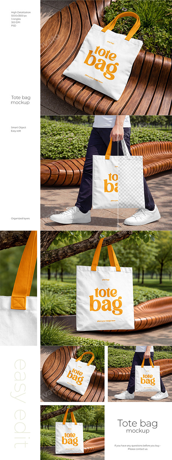 Canvas Tote Bag Mockup Set in Park