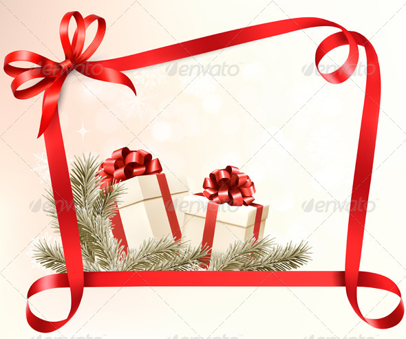 Christmas Holiday Background with Gift Ribbons - Christmas Seasons/Holidays