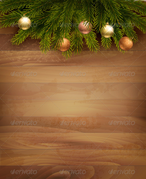 Christmas Decoration on Wooden Background - Christmas Seasons/Holidays